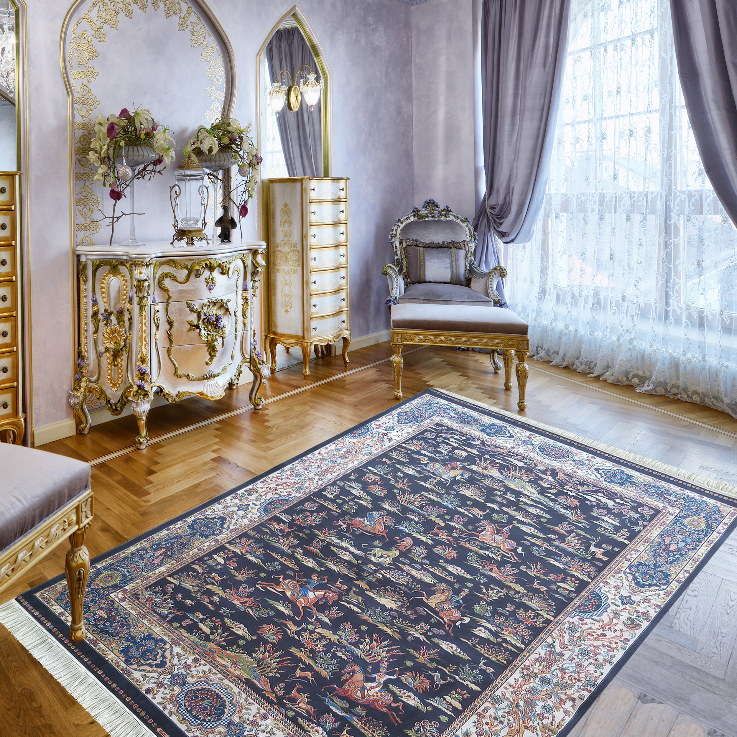 Dywan - 160 x 230 cm - Granatowy - Ekskluzywny - Dywanopol