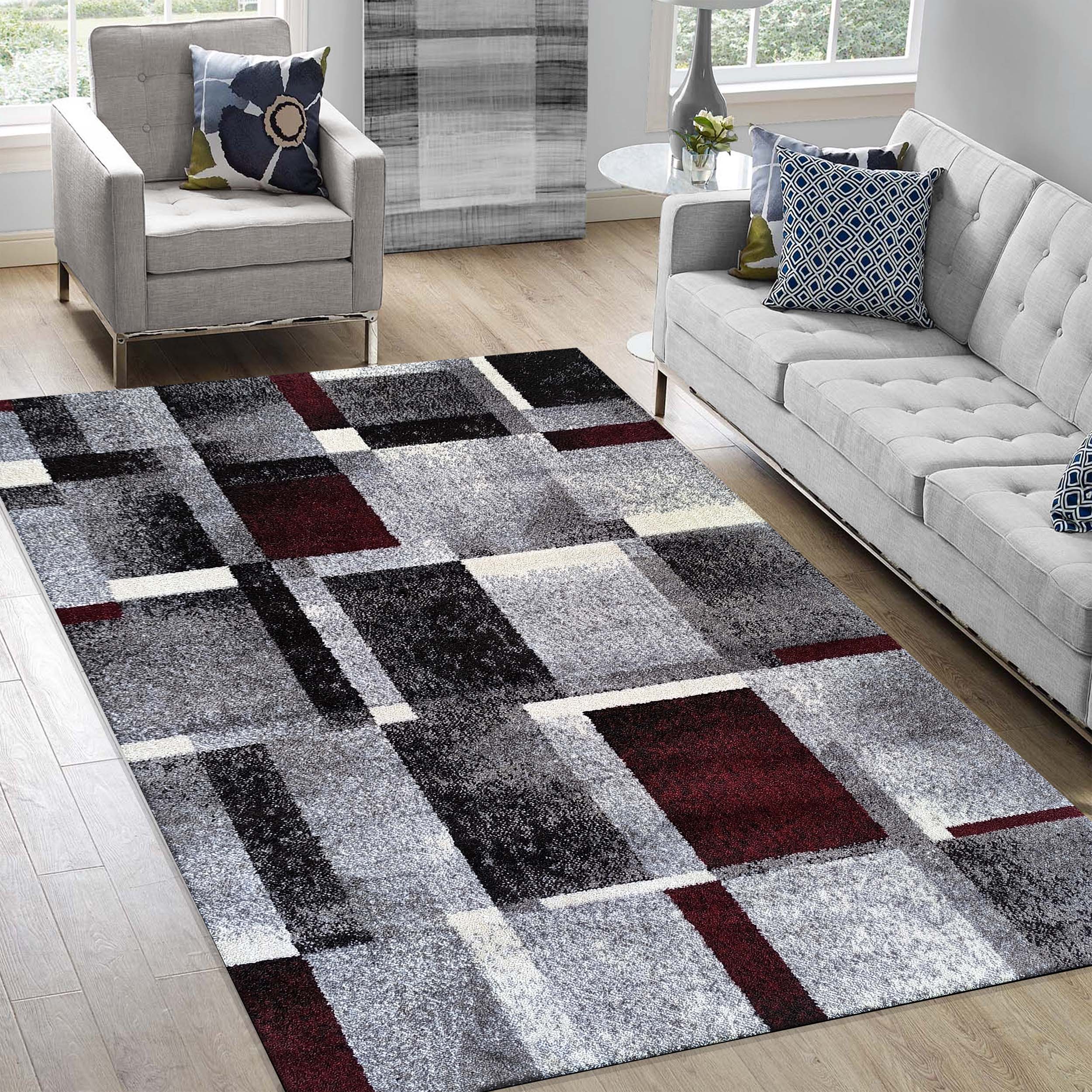 Dywan - 120 x 170 cm - szary z czerwonym - Nowoczesny - Dywanopol