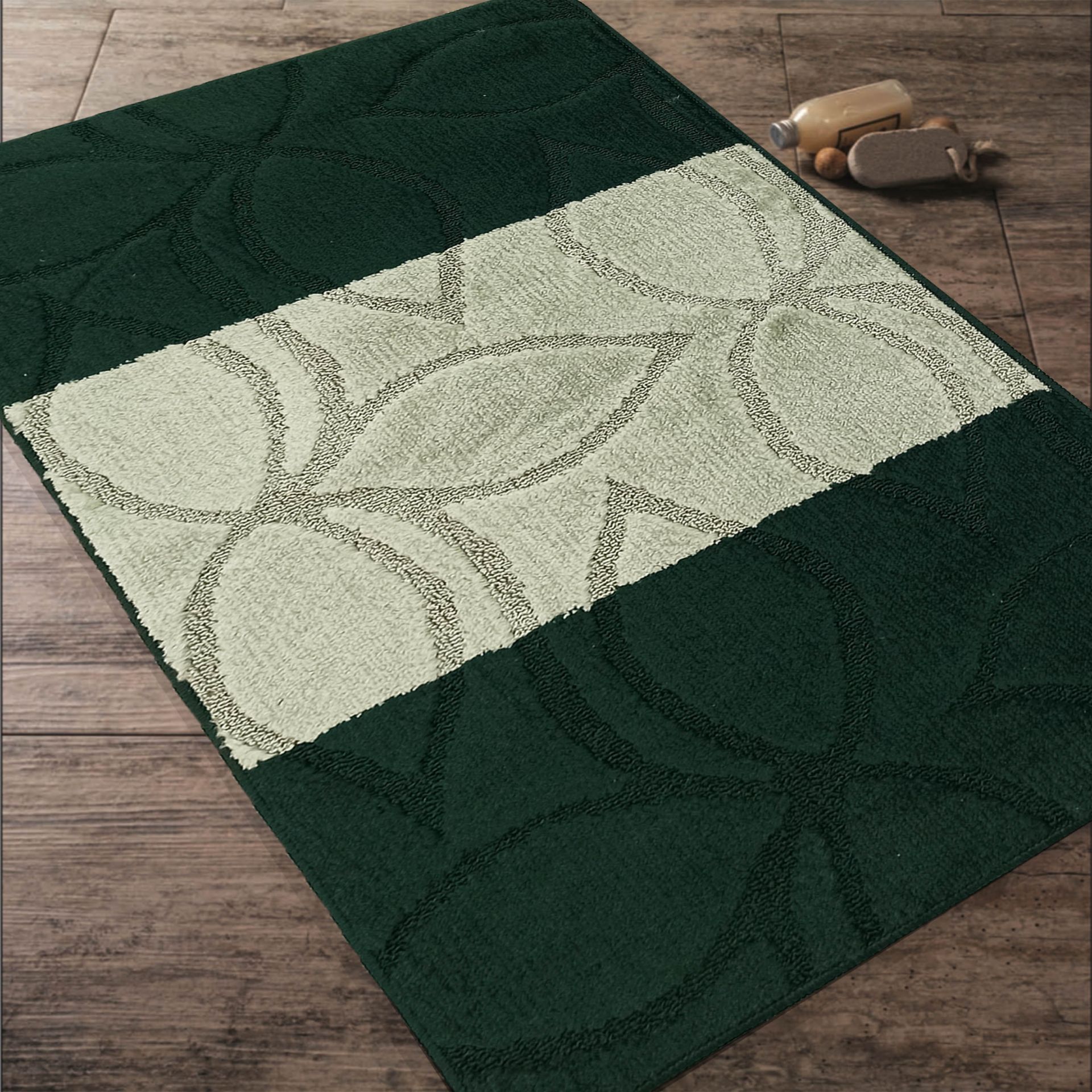 Komplet Dywaników Łazienkowych Montana Erdek - Butelkowa Zieleń Pod WC Antypoślizgowy