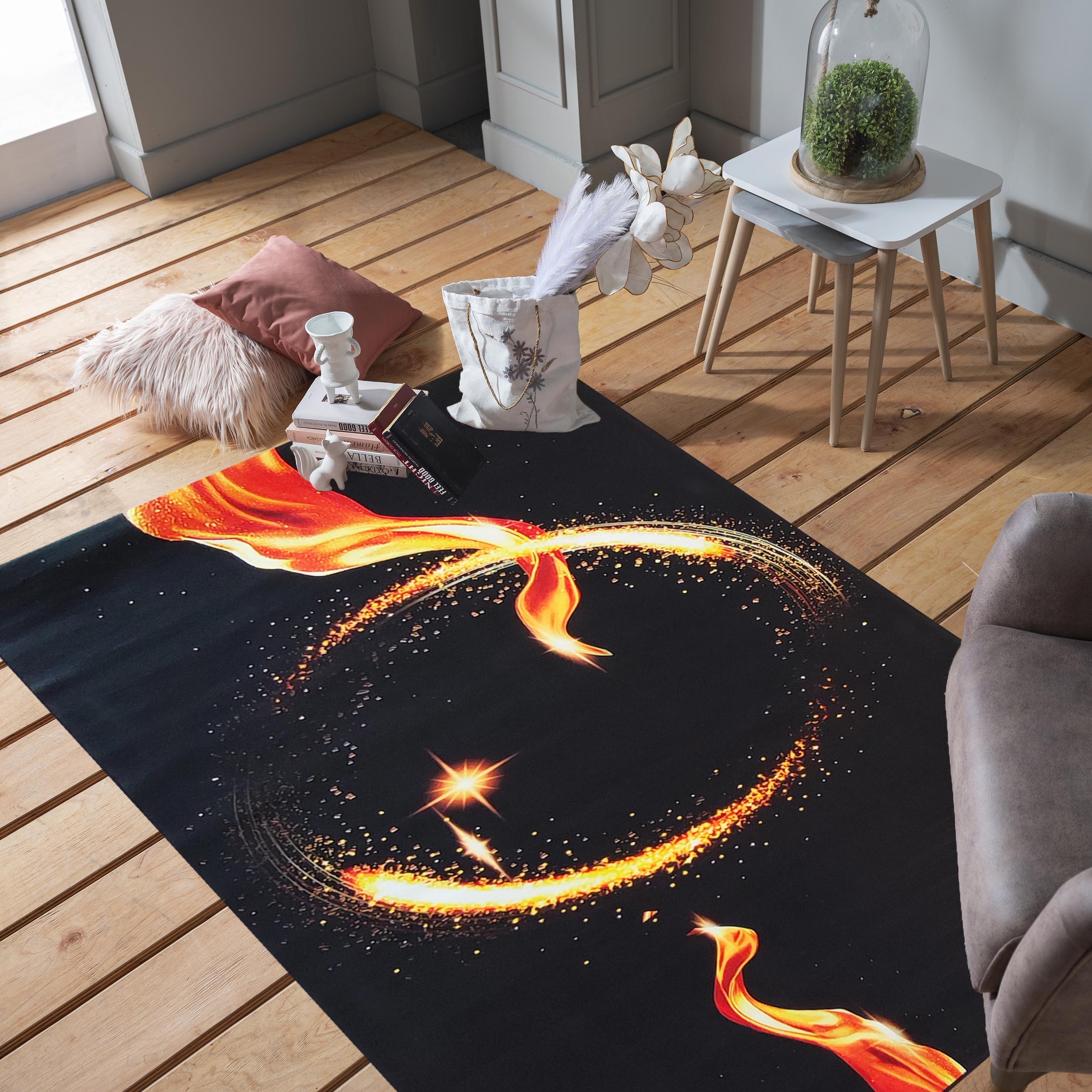 Dywan - 60 x 100 cm - Czarny ze złotym - Nowoczesny - Dywanopol