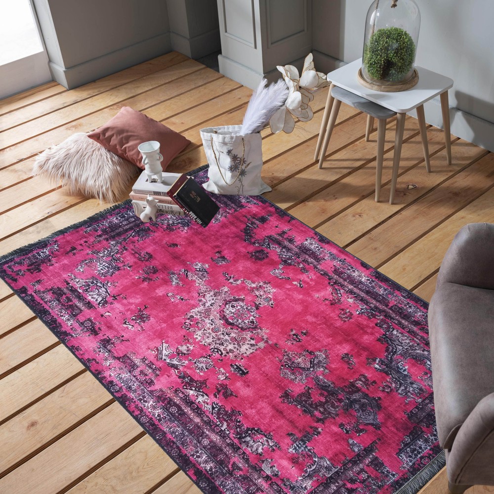 Dywan - 80 x 300 cm - Różowy - Klasyczny - Dywanopol