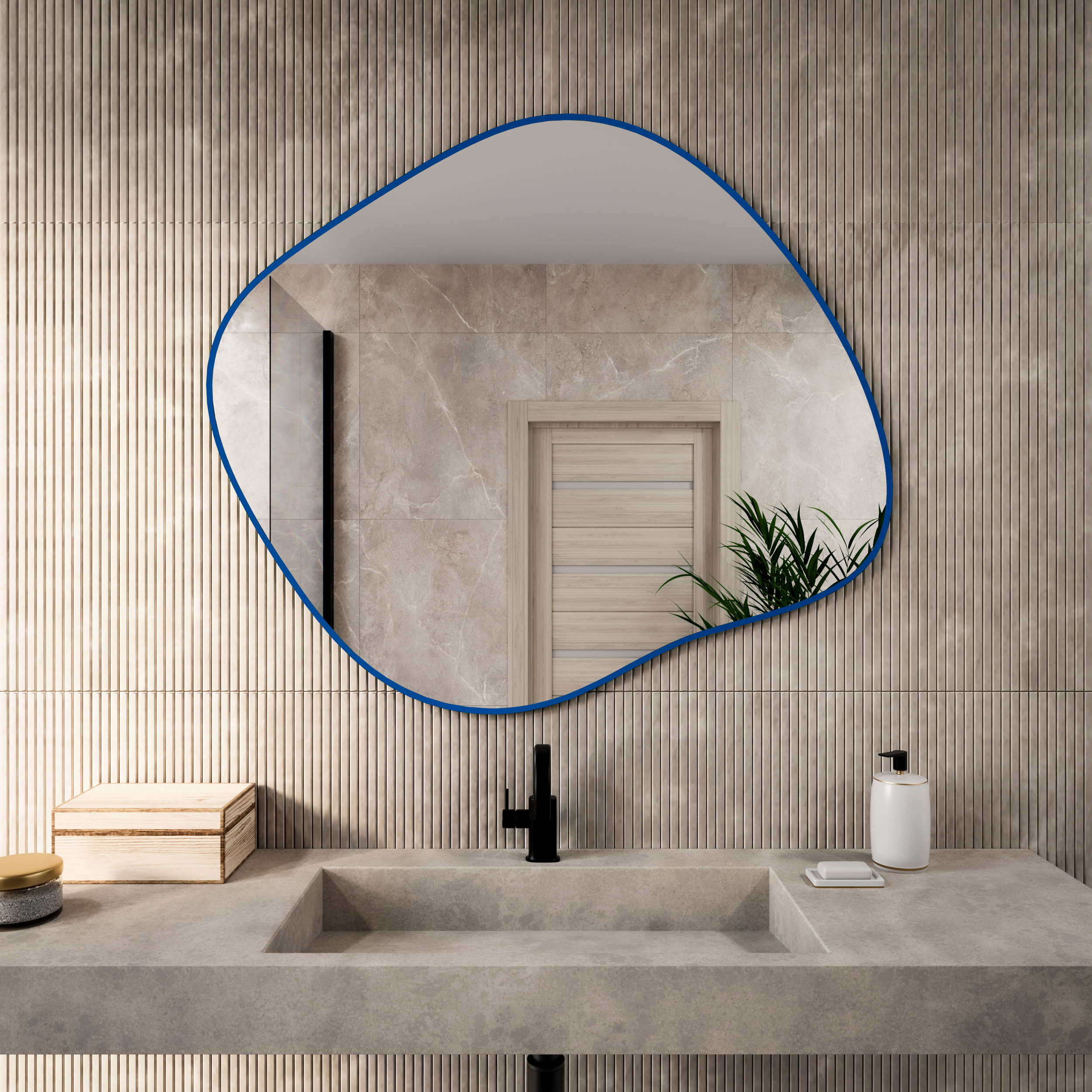 Darmowa Dostawa - Lustro 80x70 cm niebieski Baltica Design Tiny Border Stain III 5904107931876