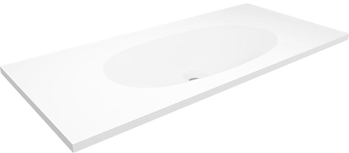 Darmowa Dostawa - Umywalka 110x45 cm prostokątna wpuszczana-z blatem biała Cristalstone Armonico U1100MCOTGBO