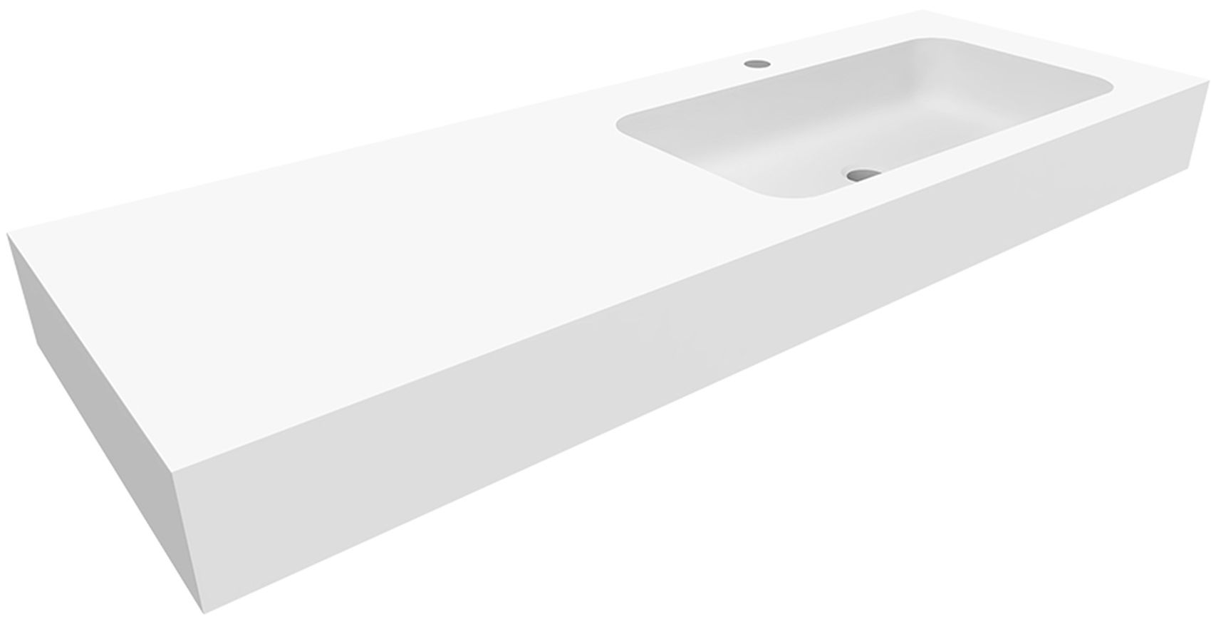 Darmowa Dostawa - Umywalka 130x45 cm prostokątna ścienna-z blatem biała Cristalstone Linea Simpla U1300MBPOT