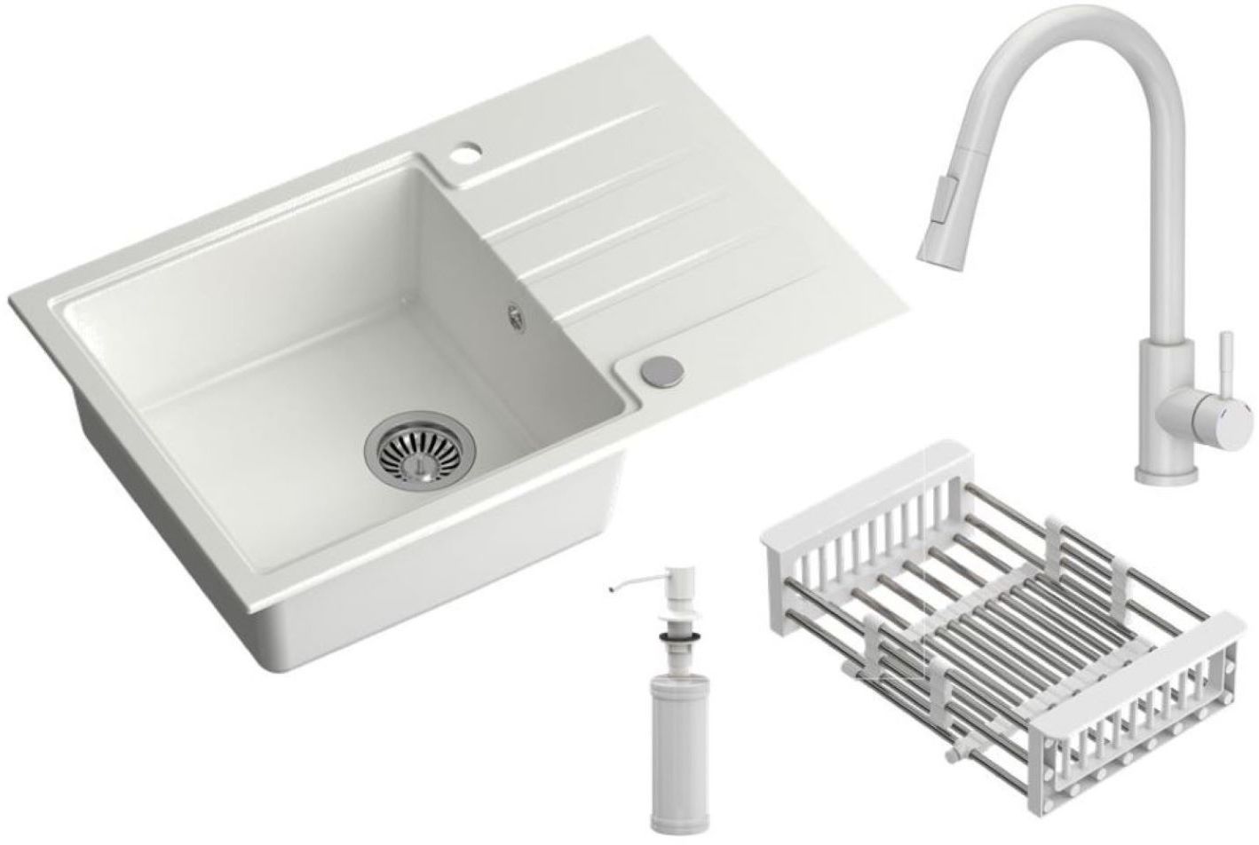 Darmowa Dostawa - Zlewozmywak z baterią i akcesoriami biały / białą Quadron Comfort 111 HCQP7850BIK3673500WHM