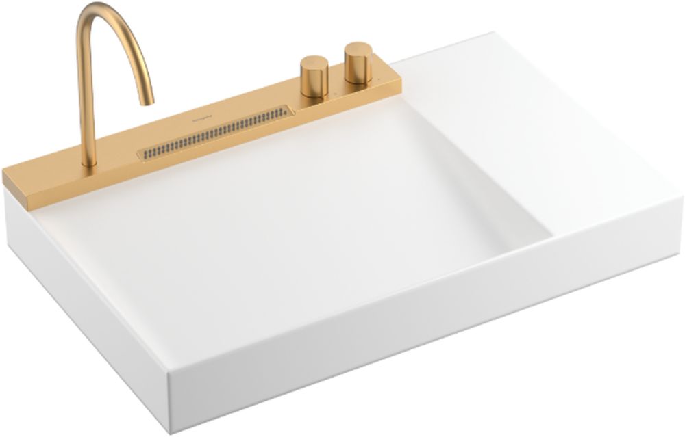 Darmowa Dostawa - Umywalka z baterią 78x47.5 cm prostokątna ścienna-wpuszczana biała Hansgrohe Avalegra 22473140