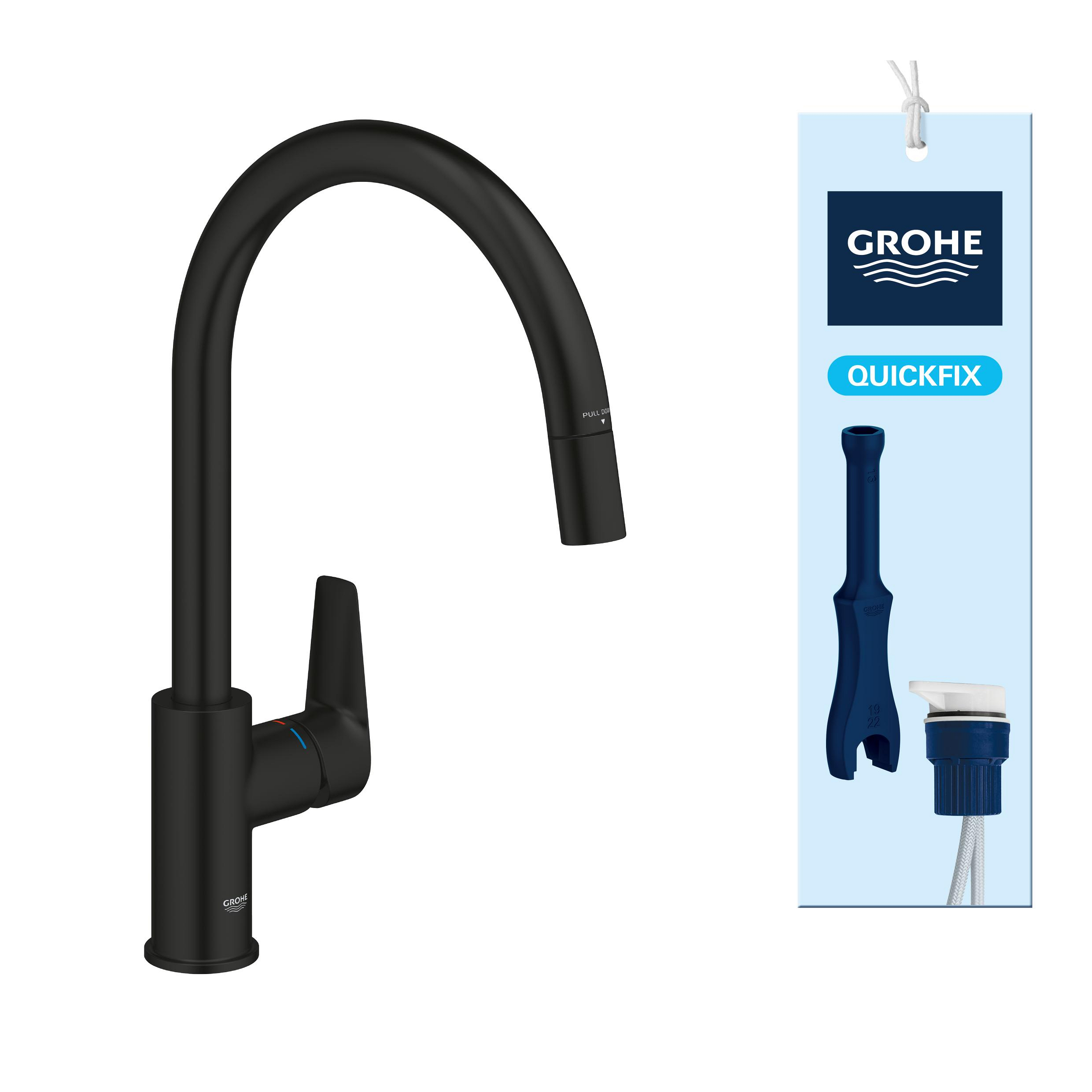 Darmowa Dostawa - Bateria kuchenna stojąca czarna Grohe Start Edge 305502430