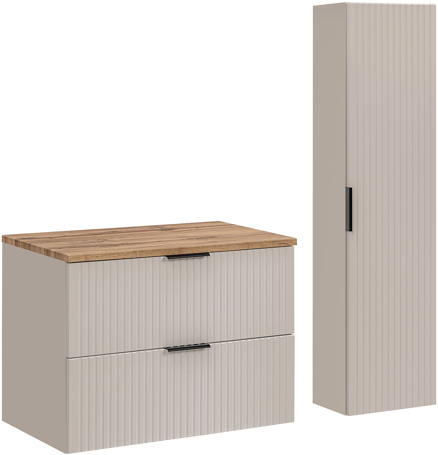 Darmowa Dostawa - Zestaw mebli łazienkowych 80x46x140 cm podumywalkowa wisząca dąb-beżowa Comad Adel Cashmere SETADCB80CMWOTANHC