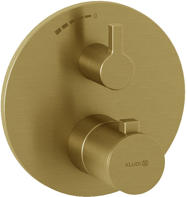 Darmowa Dostawa - Bateria prysznicowa podtynkowa z termostatem złota Kludi Nova Fonte Puristic 20885N015