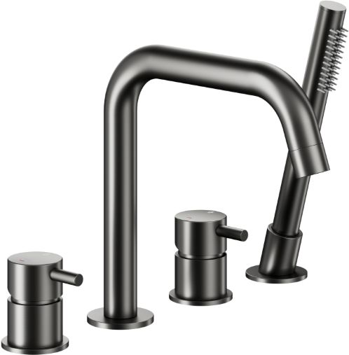 Darmowa Dostawa - Bateria wannowo-prysznicowa nawannowa grafitowa KFA Armatura Moza Gun Metal Grey 503521061