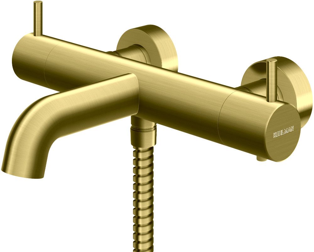 Darmowa Dostawa - Bateria wannowo-prysznicowa ścienna z termostatem złota Kohlman Axel Gold QW710AGDB