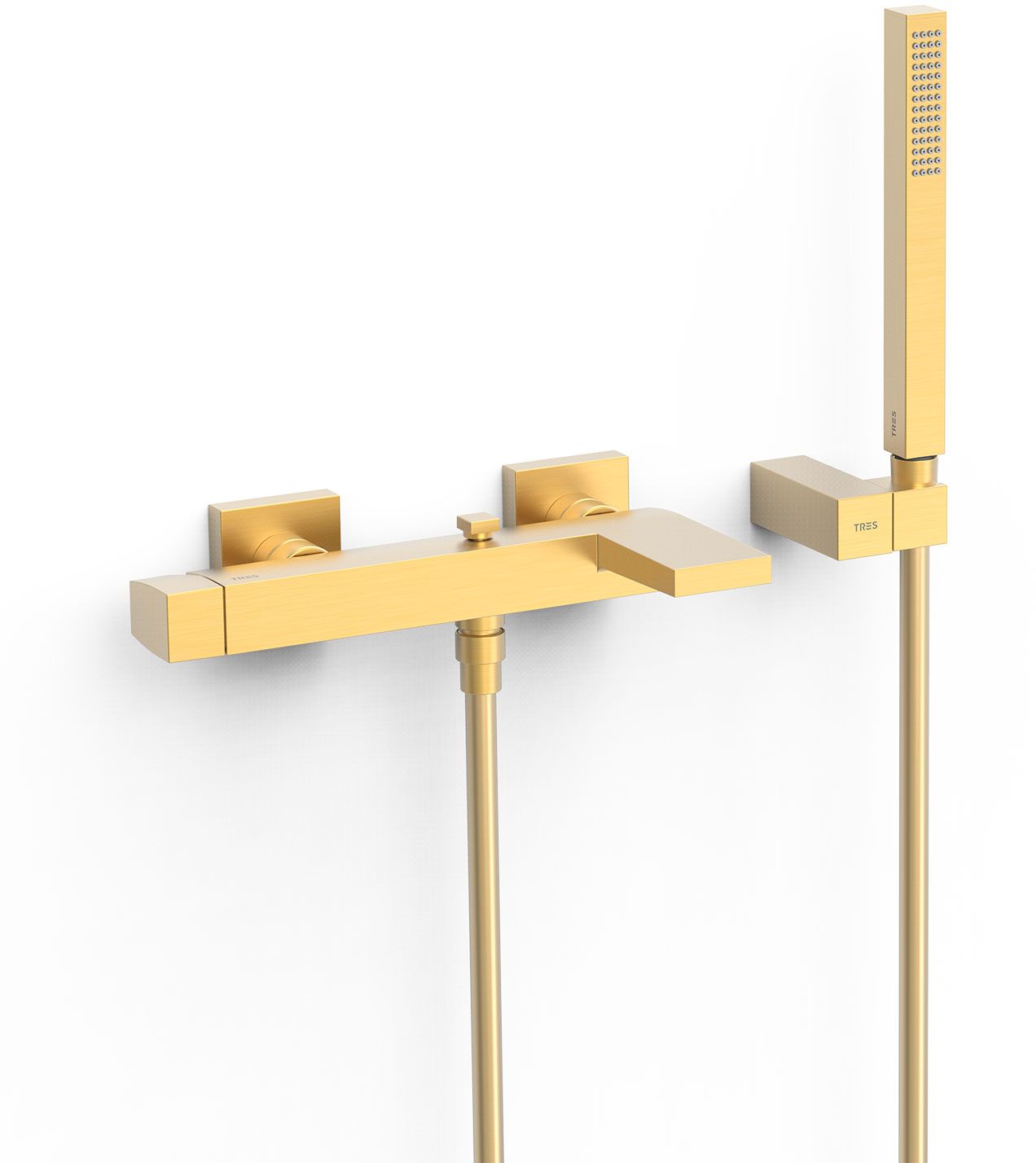 Darmowa Dostawa - Bateria wannowo-prysznicowa ścienna złota Tres Slim Exclusive 20217001OM