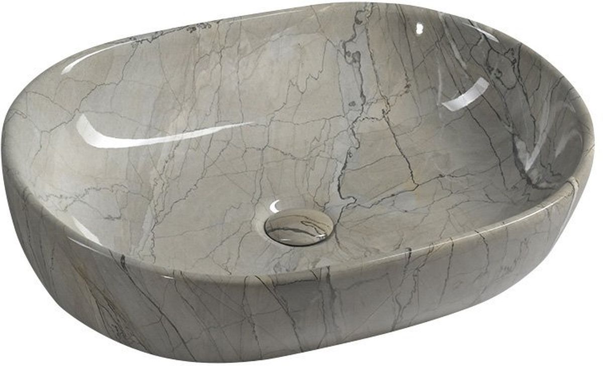 Darmowa Dostawa - Umywalka 59x42 cm owalna nablatowa szary/kamień Sapho Dalma MM413