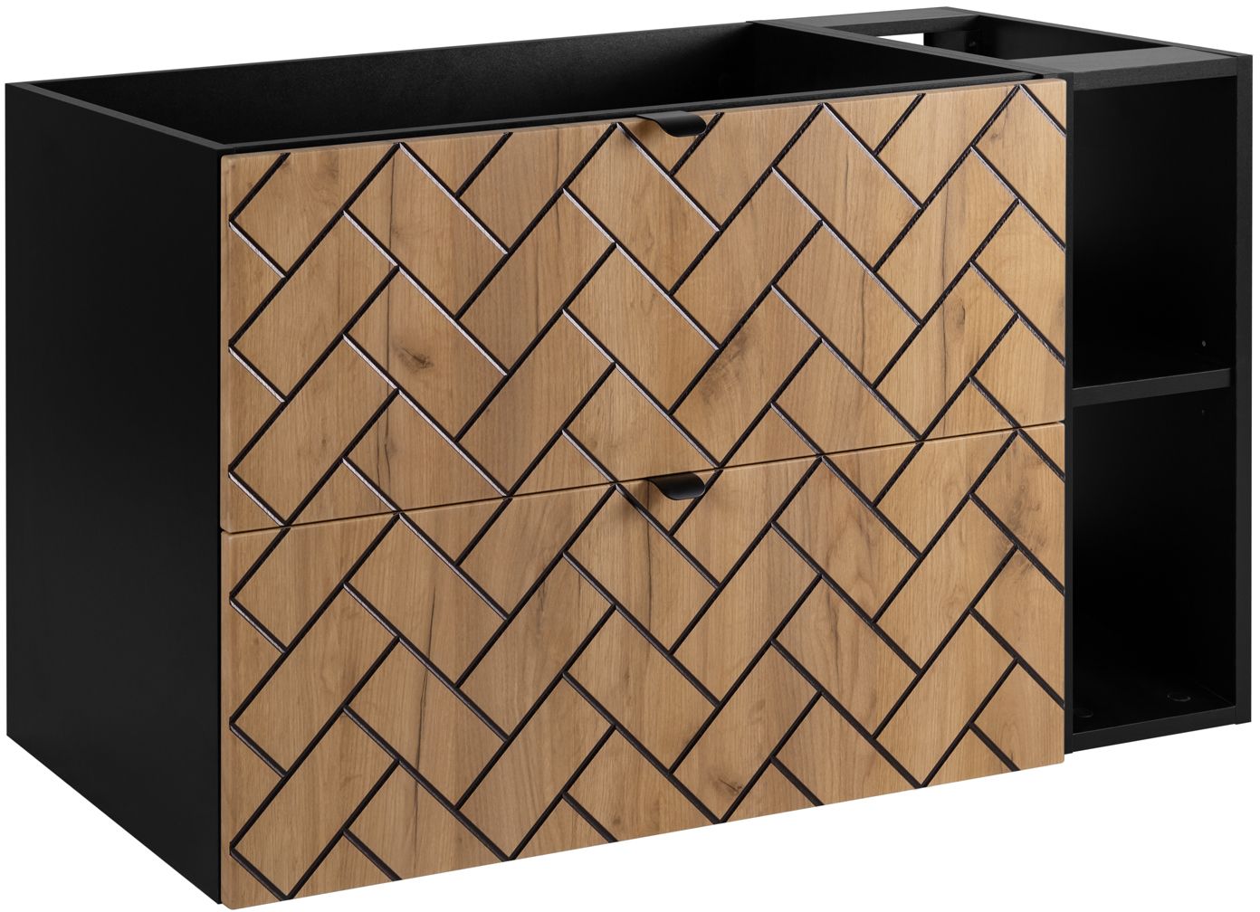 Darmowa Dostawa - Zestaw mebli łazienkowych 100x46x60.7 cm podumywalkowa wisząca czarna-dąb Rodan Trend abset10892