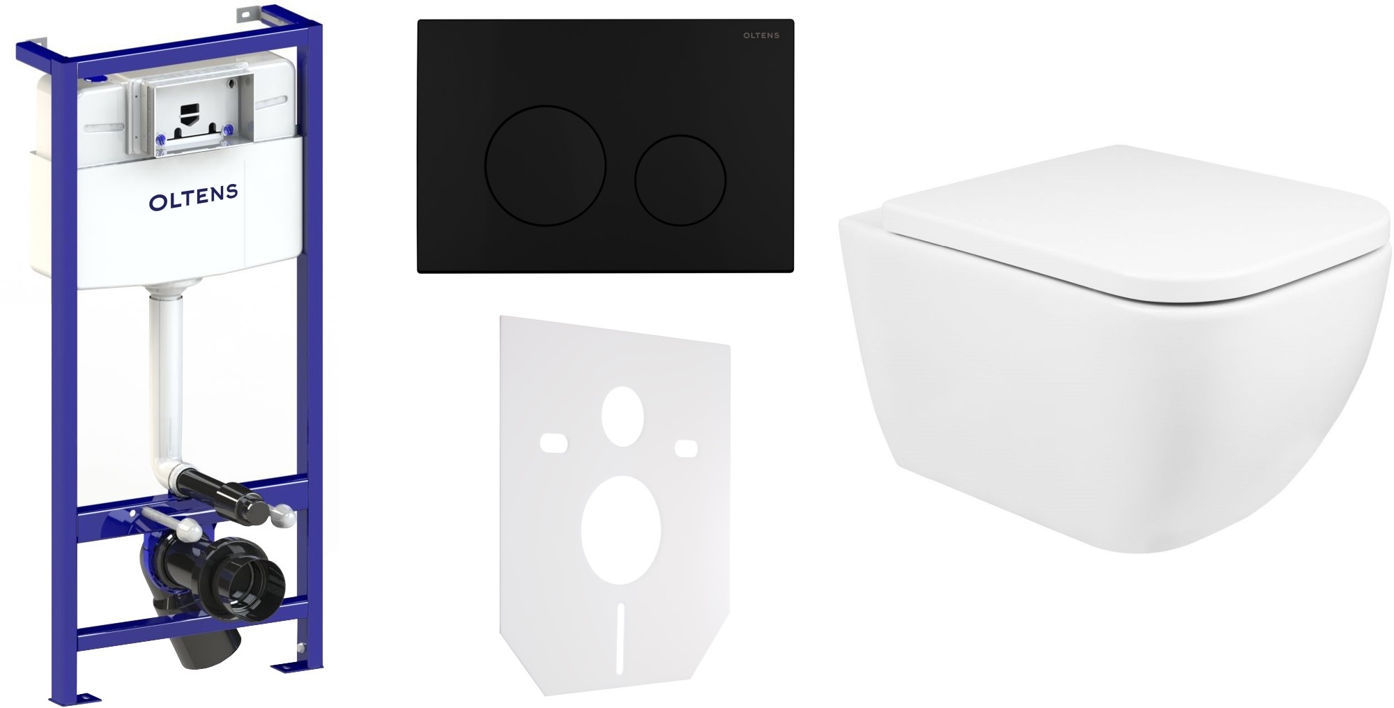 Darmowa Dostawa - Zestaw miska z deską i stelaż z przyciskiem Oltens Triberg 58305300