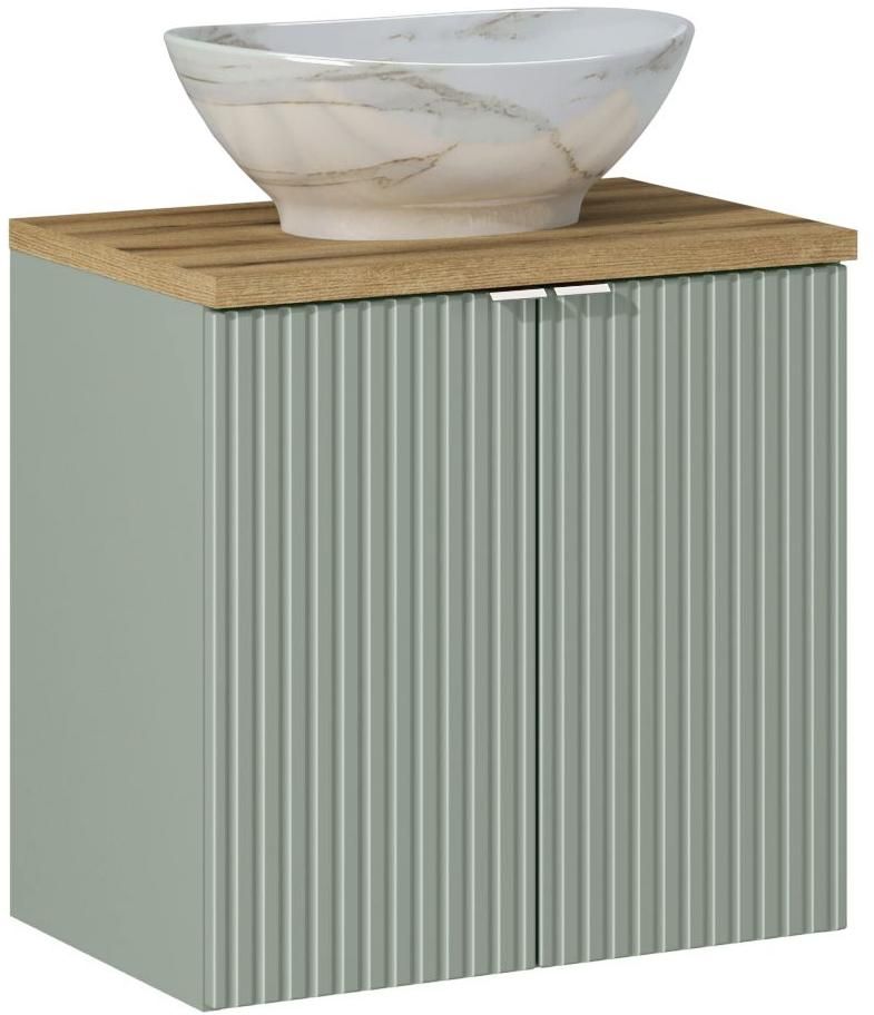 Darmowa Dostawa - Umywalka z szafką i blatem 60 cm zieloną Comad Line Reed Green SETLRGBOAK60CMDUNPATI