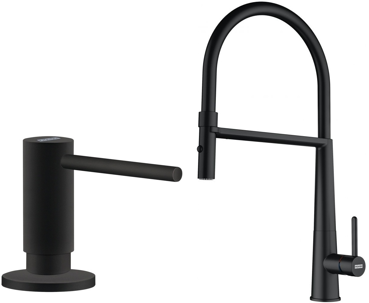 Darmowa Dostawa - Bateria kuchenna z dozownikiem stojąca czarna Franke Icon Semi-Pro abset10725