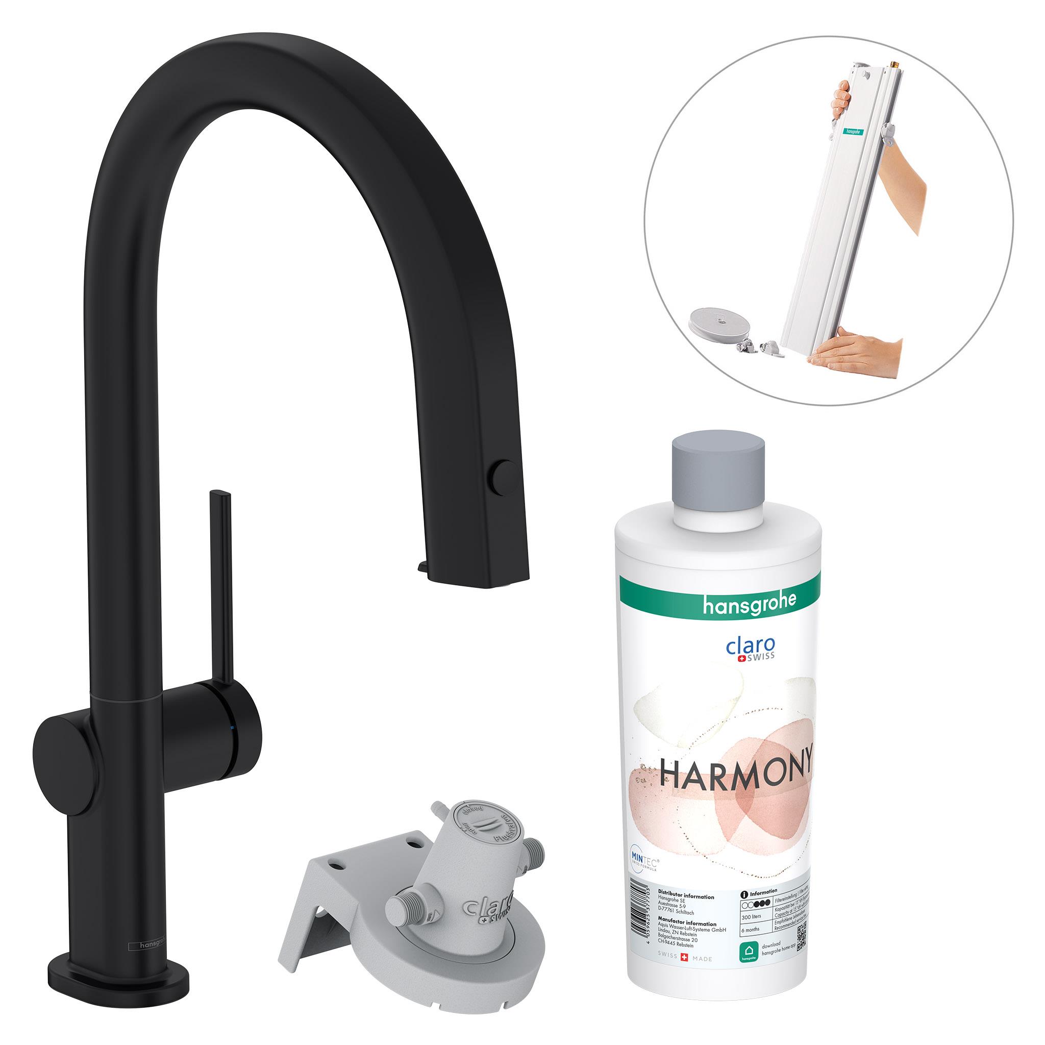 Darmowa Dostawa - Bateria kuchenna z filtrem stojąca czarny Hansgrohe Aqittura M91 76800670