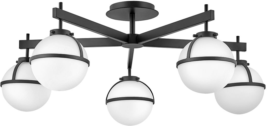 Darmowa Dostawa - Lampa podsufitowa 5x40 W biała-czarna Elstead Lighting Hollis HKHOLLIS5OBK