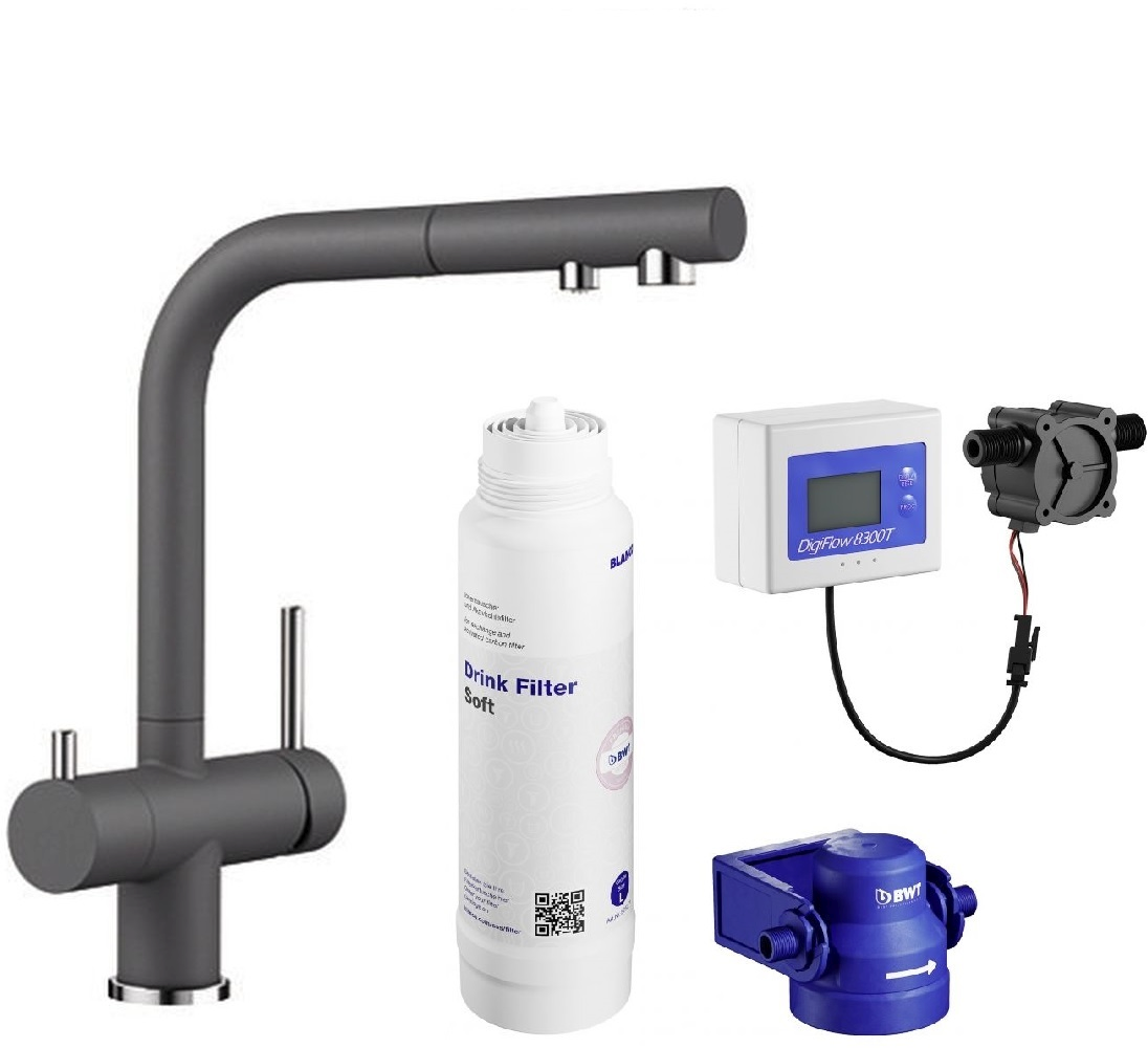 Darmowa Dostawa - Bateria kuchenna z filtrem stojąca grafit/szary Blanco Fontas-S II abset11456