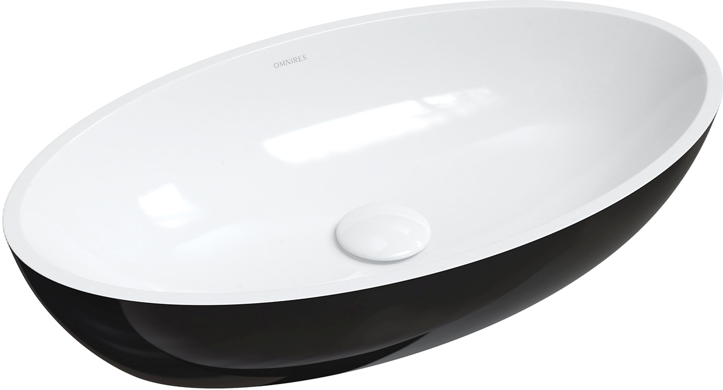 Darmowa Dostawa - Umywalka 60x35 cm owalna nablatowa biała-czarna Omnires Siena M+ SIENALUNBCP