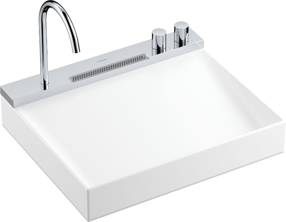 Darmowa Dostawa - Umywalka z baterią 58x47.5 cm prostokątna ścienna-wpuszczana biała Hansgrohe Avalegra 22472000