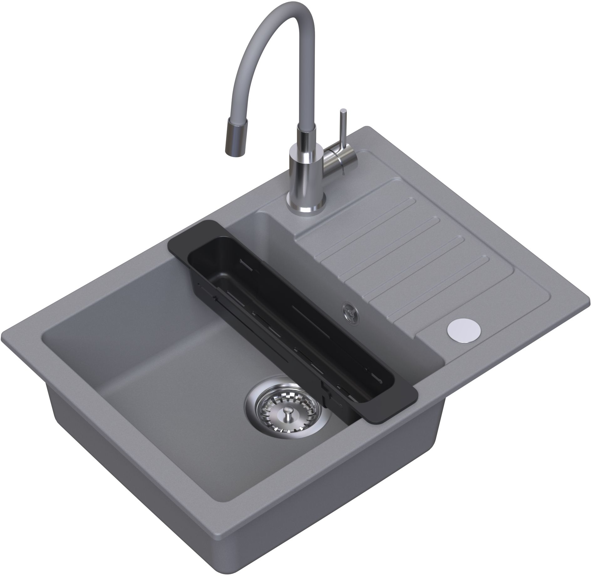 Darmowa Dostawa - Zlewozmywak z baterią i akcesoriami szary/stal Ruvetti Natu Compact LP3200NC6244GRW