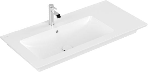 Darmowa Dostawa - Umywalka 100x50 cm prostokątna ścienna-meblowa-z blatem biała Villeroy & Boch Venticello 4134L1RW