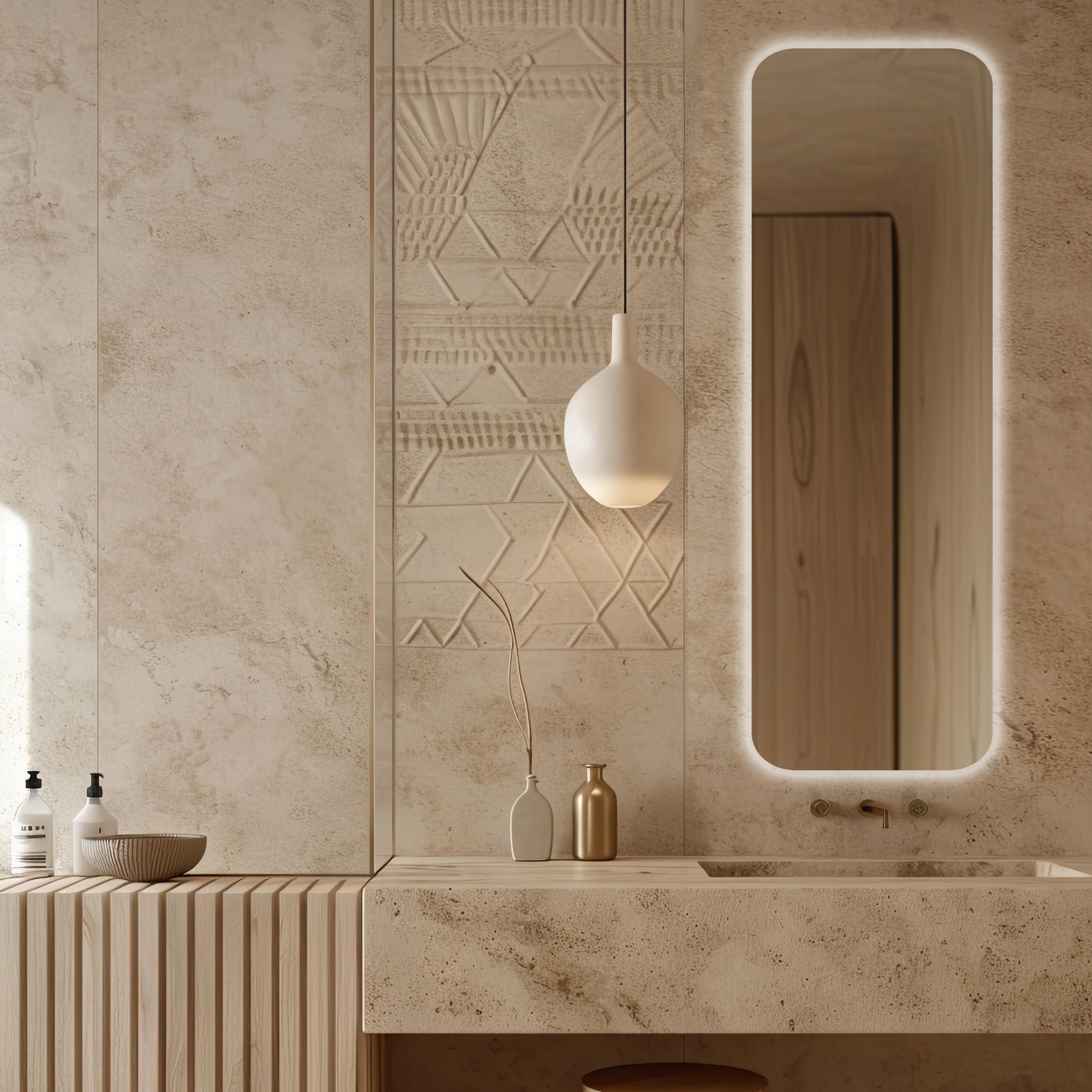 Darmowa Dostawa - Lustro 50x110 cm prostokątne z oświetleniem srebrny Guarda Harmony FLAHAR150X110LI12V