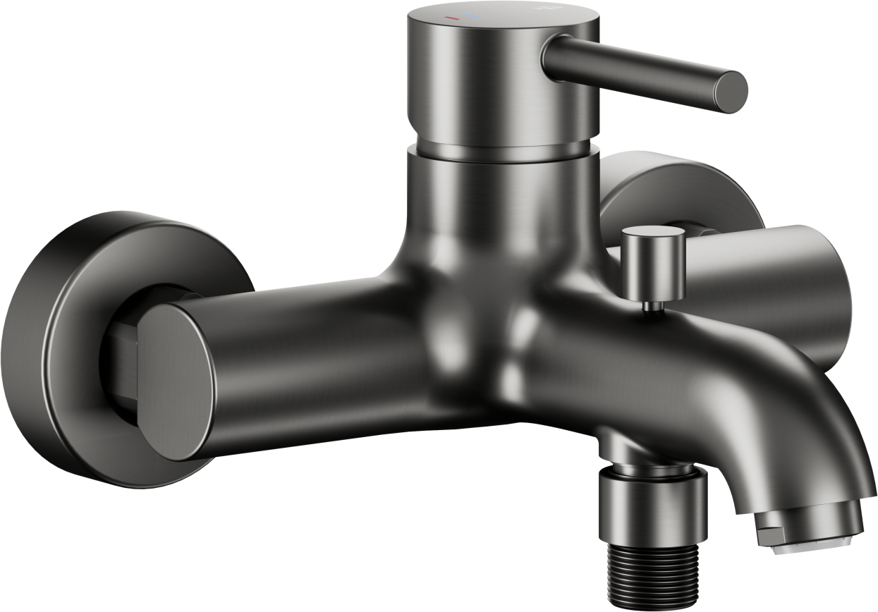 Darmowa Dostawa - Bateria wannowo-prysznicowa ścienna grafitowa KFA Armatura Moza Gun Metal Grey 503401061