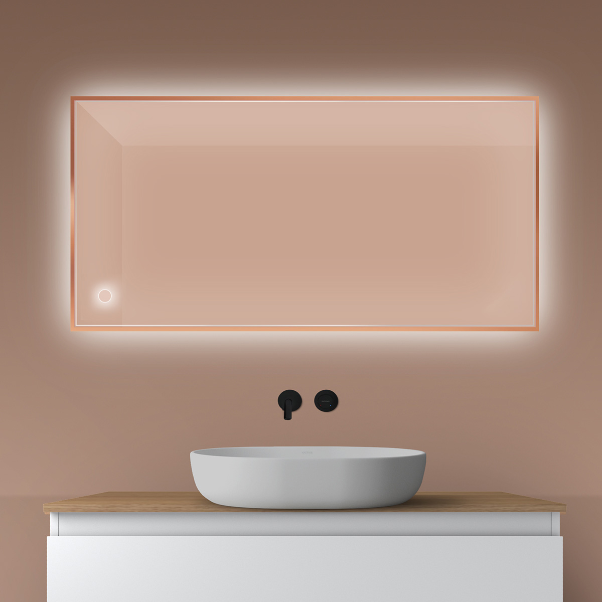 Darmowa Dostawa - Lustro 60x120 cm prostokątne z oświetleniem z matą grzewczą Oltens Nordlis 64112610