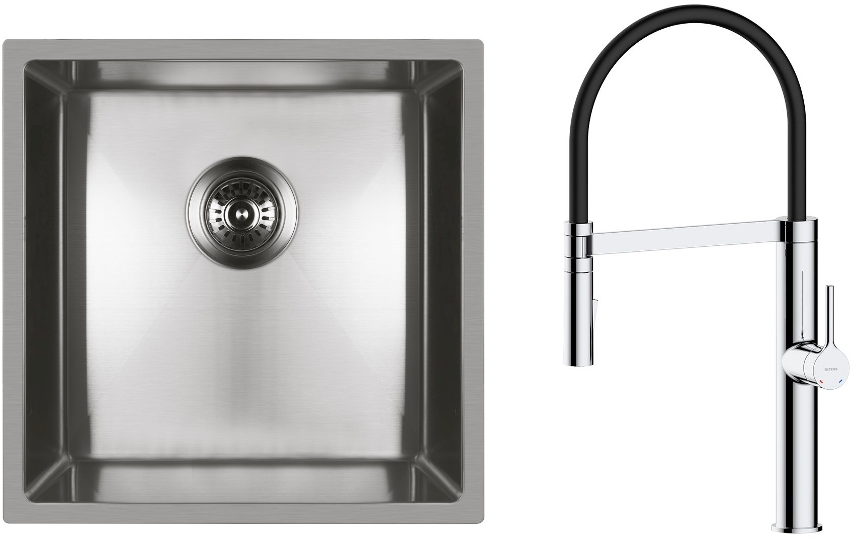 Darmowa Dostawa - Zlewozmywak z baterią stal / czarna Oltens Stalvask abset4405