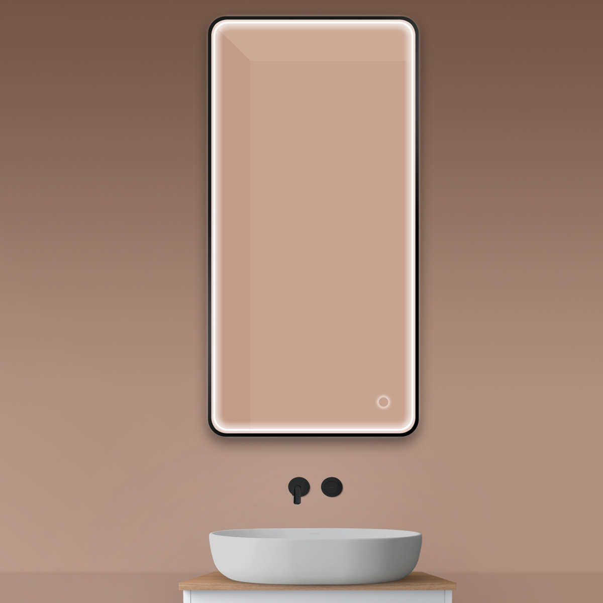 Darmowa Dostawa - Lustro 60x120 cm prostokątne z oświetleniem z matą grzewczą czarny Oltens Nordlis 64118300