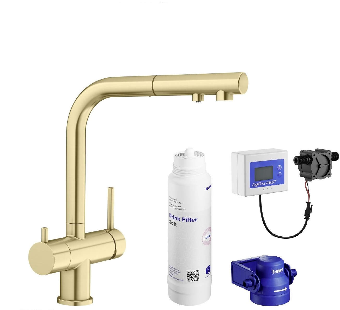 Darmowa Dostawa - Bateria kuchenna z filtrem stojąca złoto/stare złoto Blanco Fontas-S II abset11460