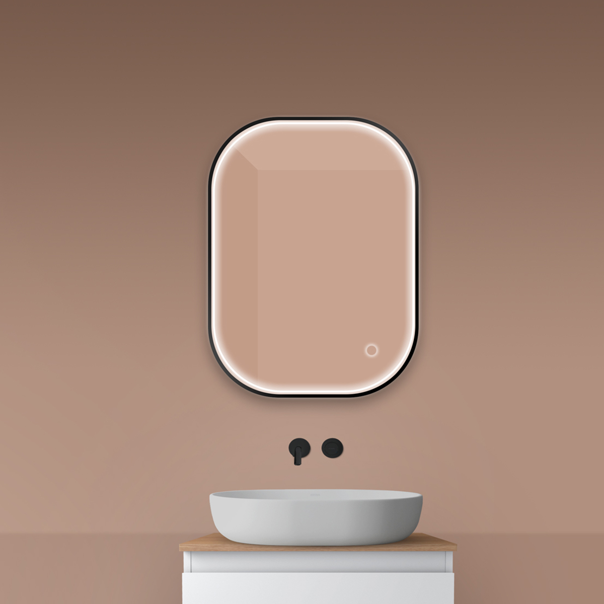 Darmowa Dostawa - Lustro 60x80 cm prostokątne z oświetleniem z matą grzewczą czarny Oltens Nordlis 64123300