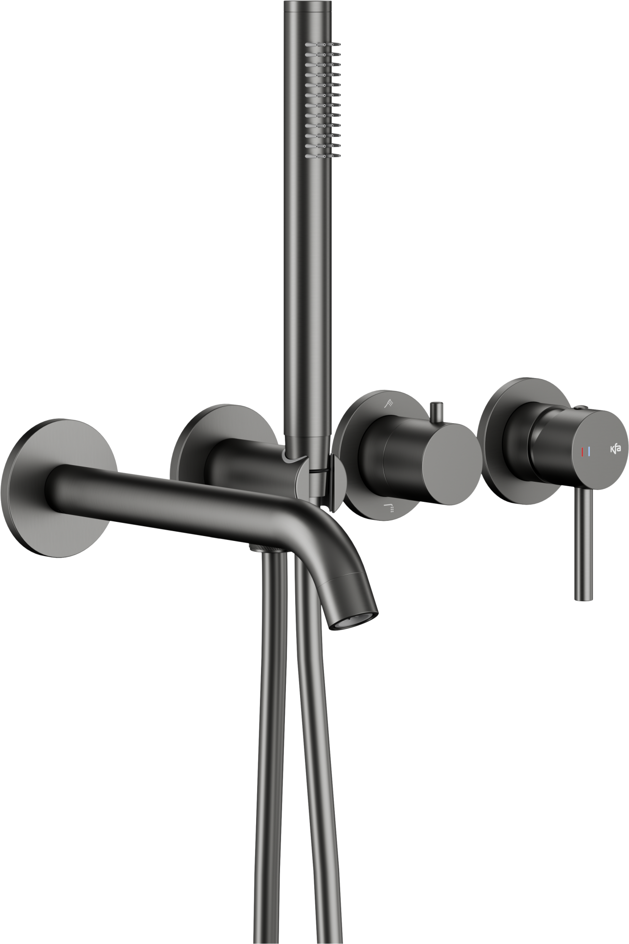 Darmowa Dostawa - Bateria wannowo-prysznicowa podtynkowa grafitowa KFA Armatura Moza Gun Metal Grey 503941161