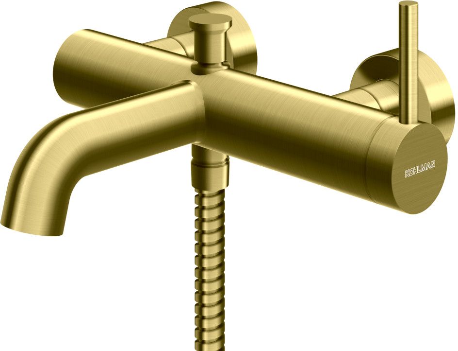 Darmowa Dostawa - Bateria wannowo-prysznicowa ścienna złota Kohlman Axel QW110AGDB
