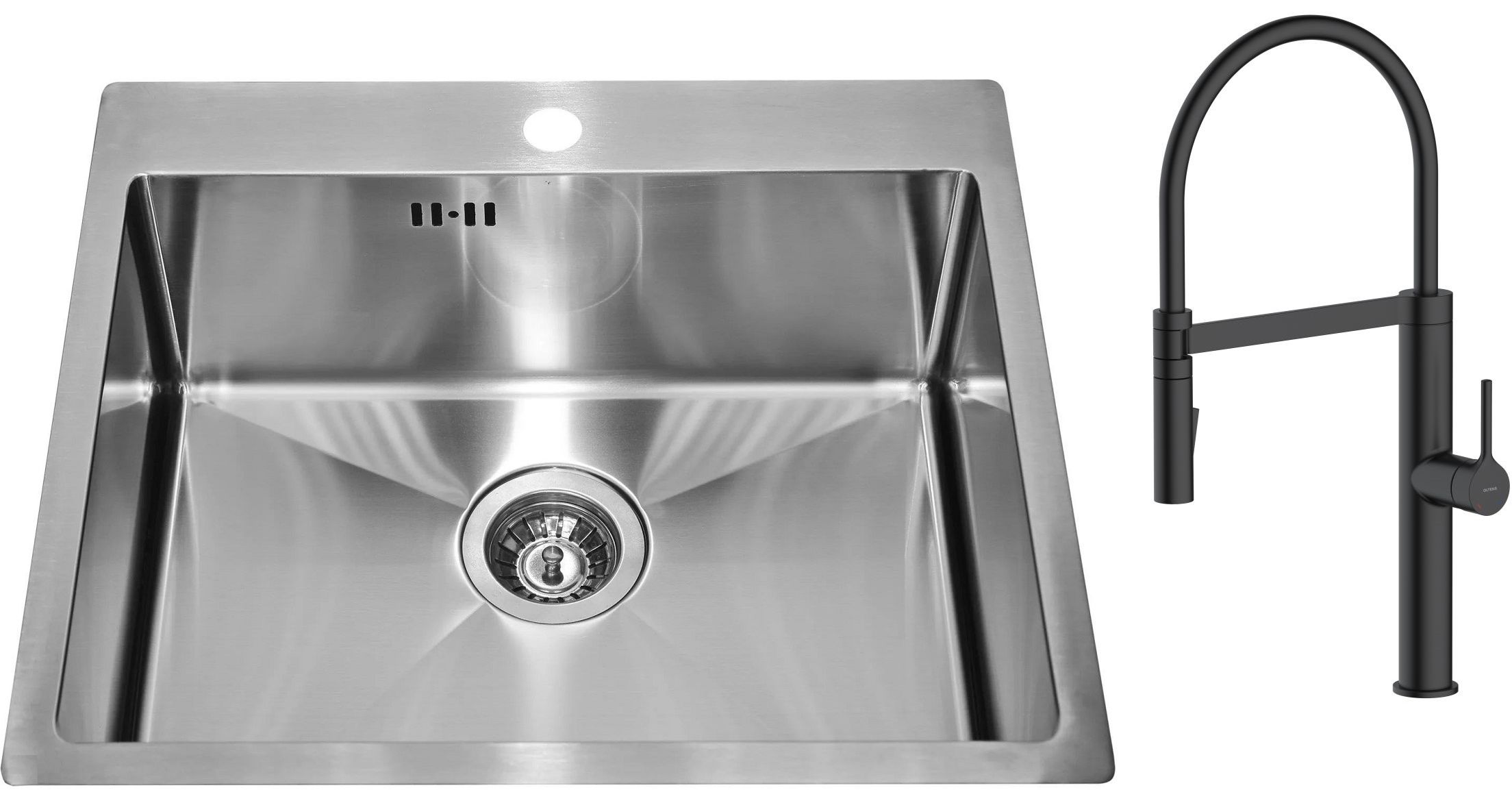 Darmowa Dostawa - Zlewozmywak z baterią stal/czarny Alveus Concept abset4888