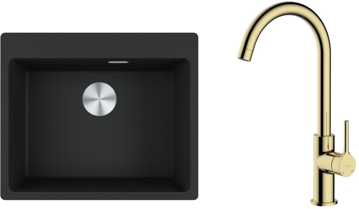 Darmowa Dostawa - Zlewozmywak z baterią czarny/złoty Franke Maris abset4508