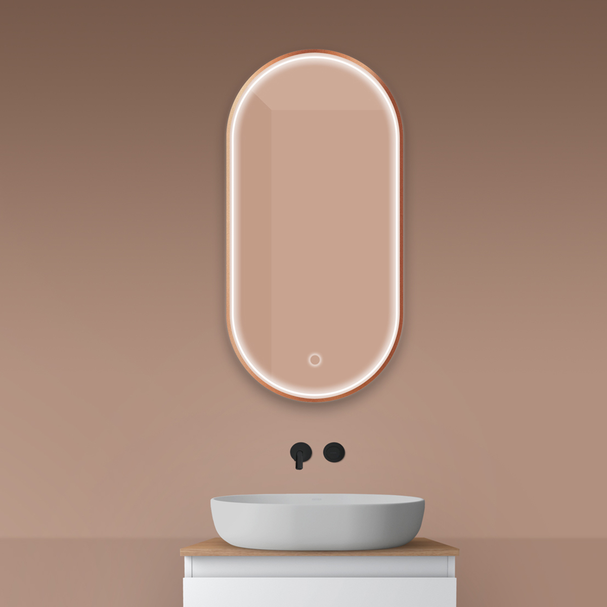 Darmowa Dostawa - Lustro 50x100 cm owalne z oświetleniem z matą grzewczą Oltens Nordlis 64128610