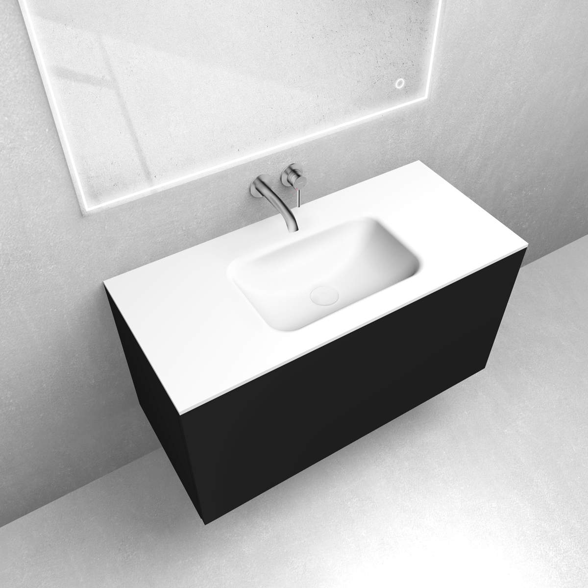 Darmowa Dostawa - Umywalka z szafką 100.2 cm czarną Oltens Lun 68785300