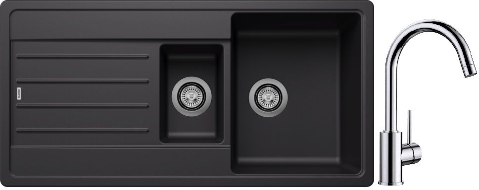 Darmowa Dostawa - Zlewozmywak z baterią czarny/chrom Blanco Legra 6 S abset10053
