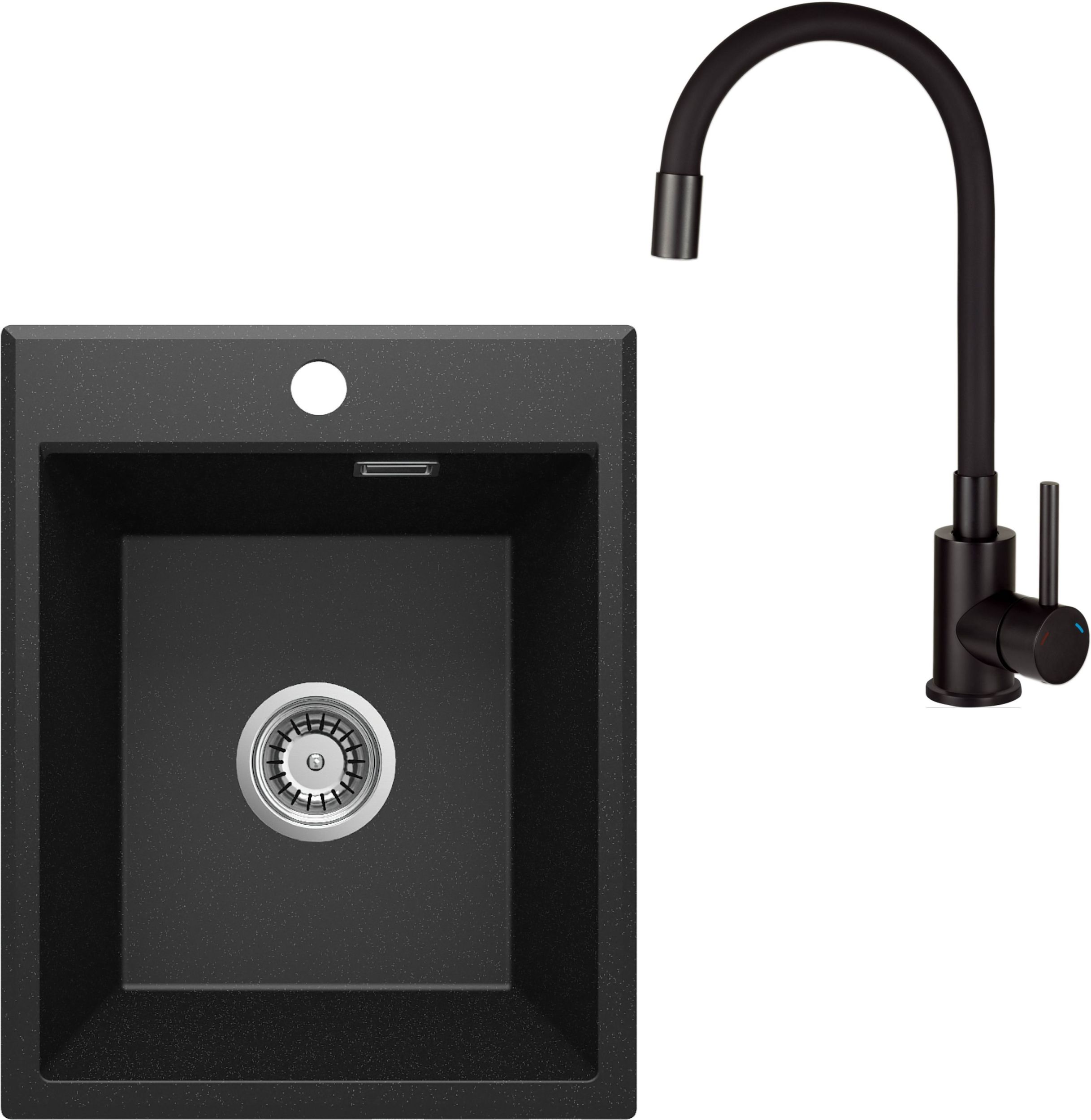 Darmowa Dostawa - Zlewozmywak z baterią grafitowy/czarny Deante Eridan abset3880