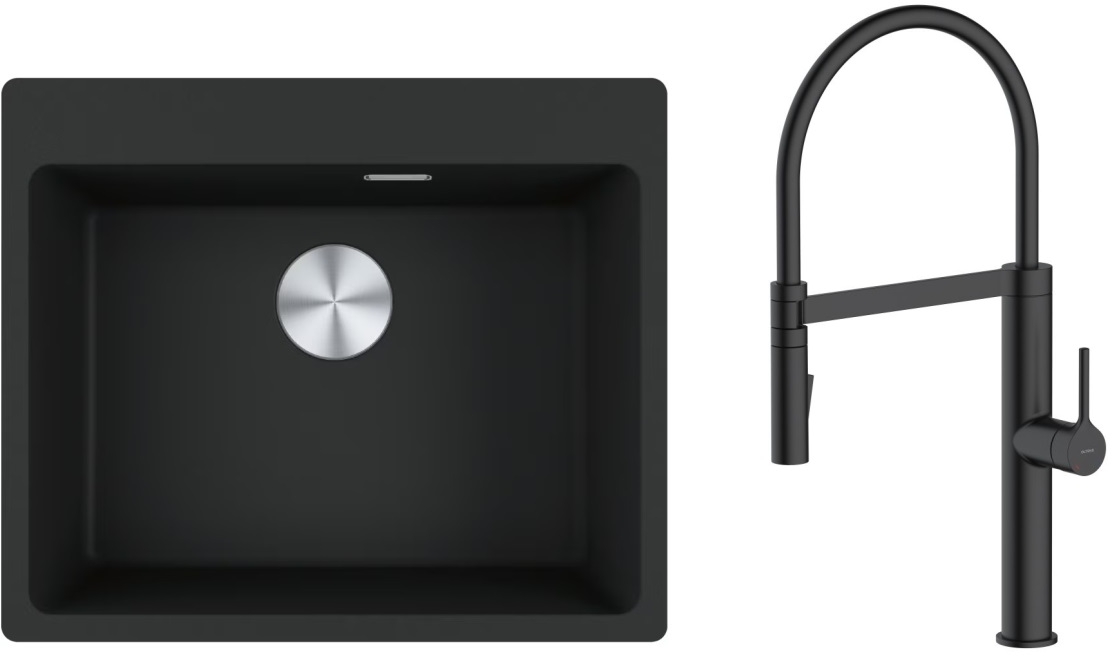 Darmowa Dostawa - Zlewozmywak z baterią czarny/czarny Franke Maris abset4510
