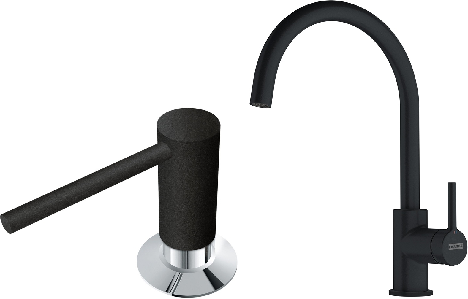 Darmowa Dostawa - Bateria kuchenna z dozownikiem stojąca czarna Franke Lina abset10682