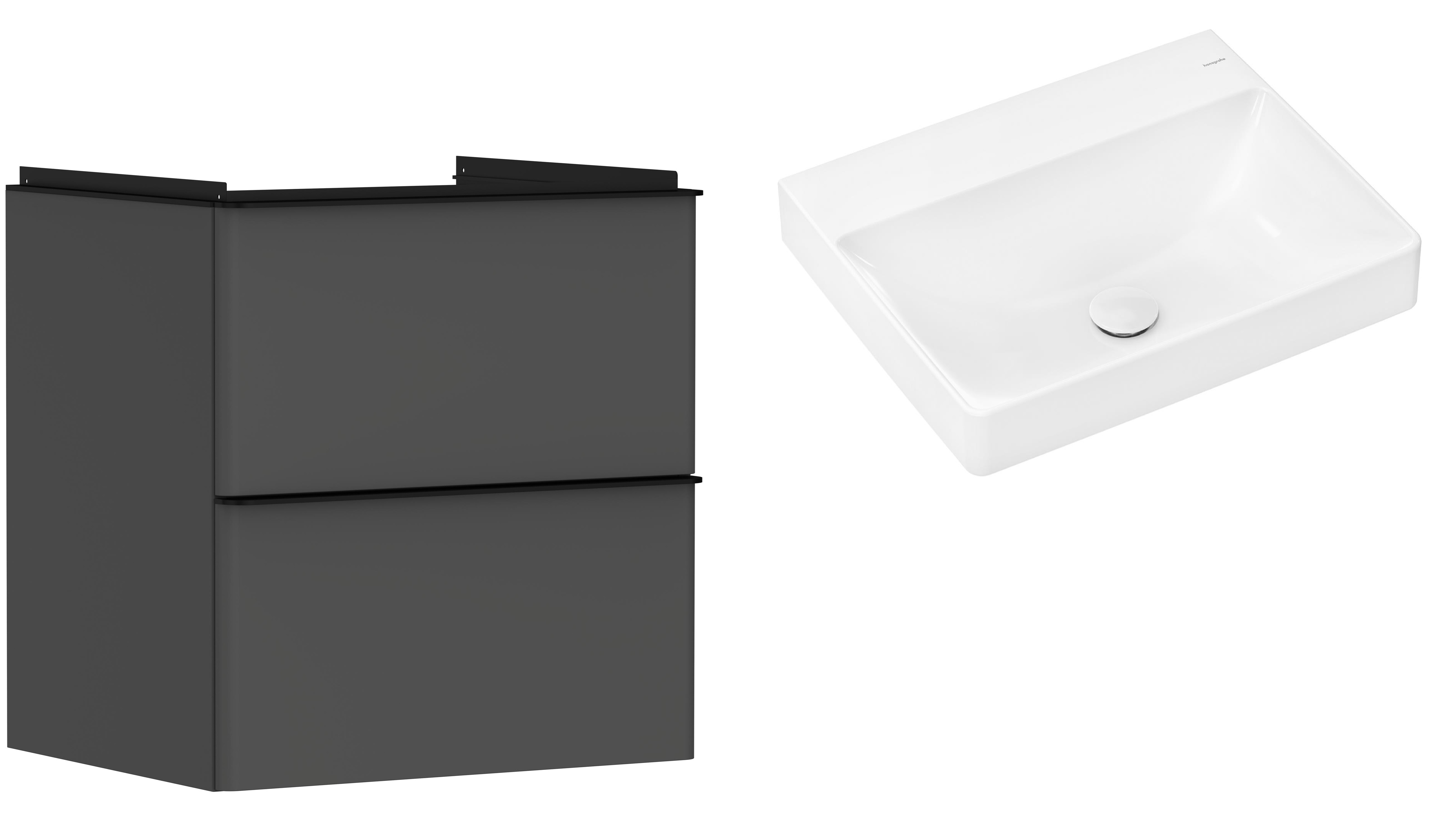 Darmowa Dostawa - Umywalka z szafką 60 cm szarą Hansgrohe Xelu Q abset9833