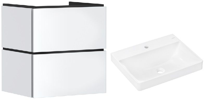 Darmowa Dostawa - Umywalka z szafką 60 cm białą Hansgrohe Xilesa E abset10487