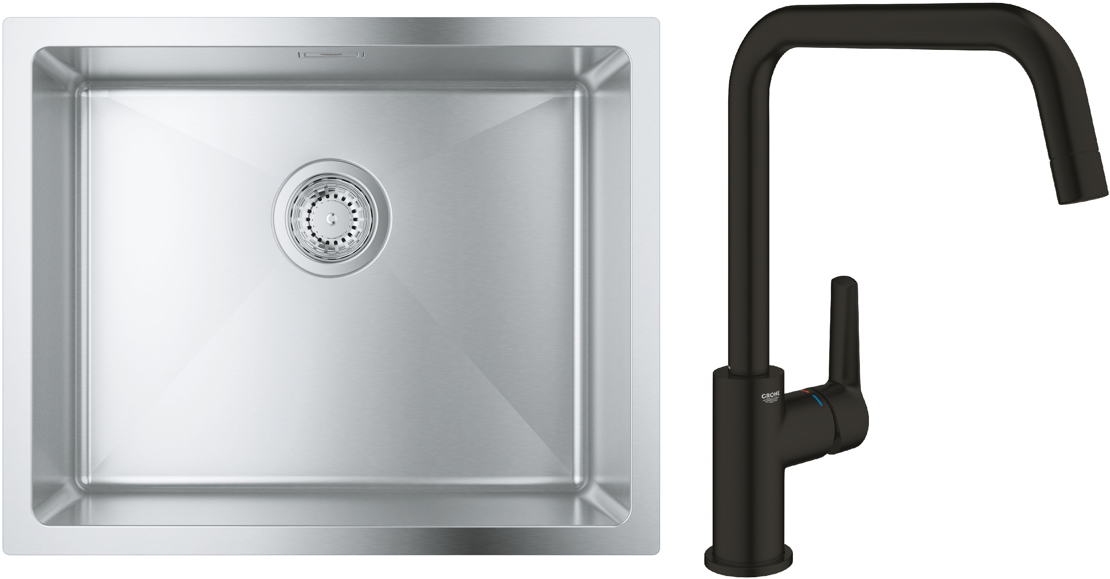 Darmowa Dostawa - Zlewozmywak z baterią stal/czarny Grohe K700 abset9244