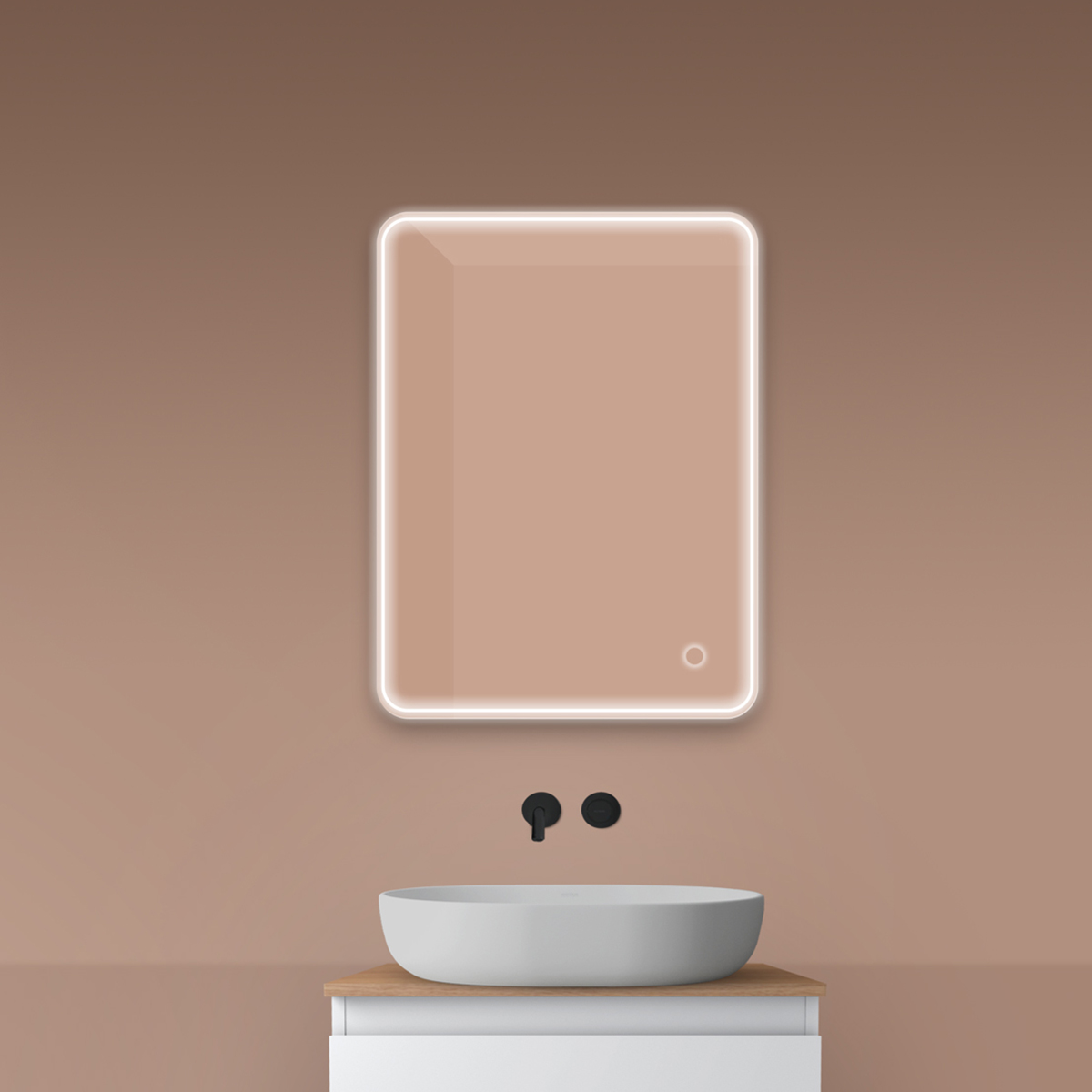 Darmowa Dostawa - Lustro 60x80 cm prostokątne z oświetleniem z matą grzewczą Oltens Nordlis 64116000