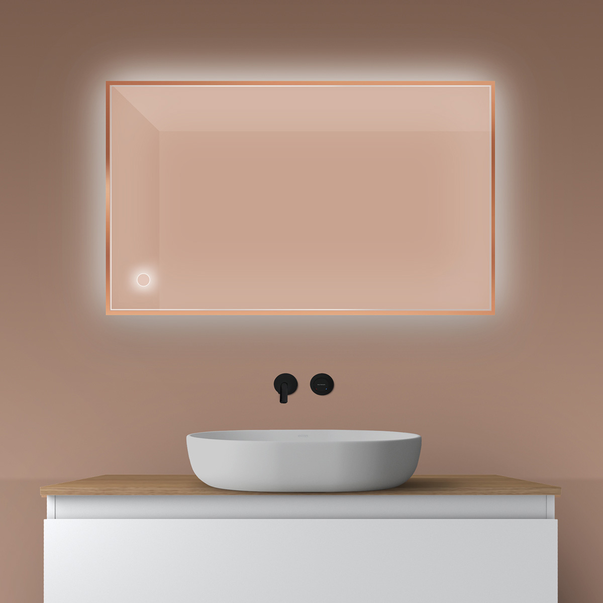 Darmowa Dostawa - Lustro 60x100 cm prostokątne z oświetleniem z matą grzewczą Oltens Nordlis 64111610